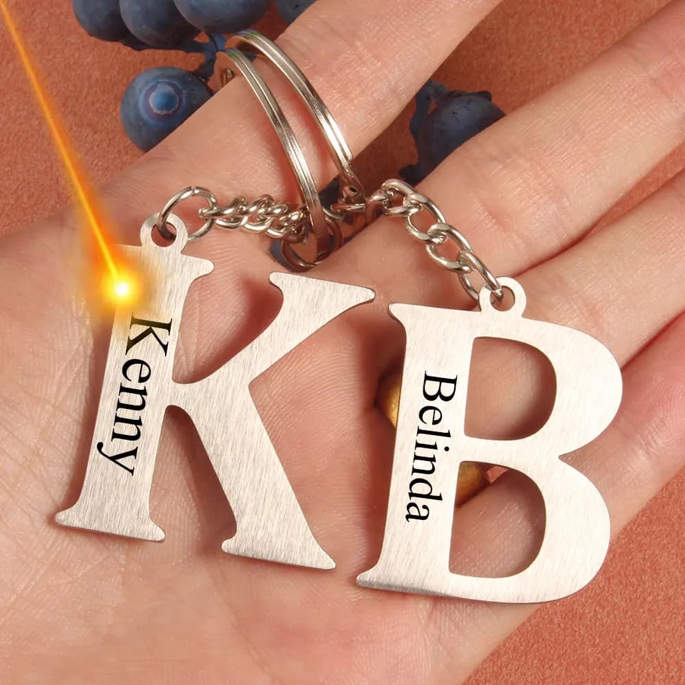 Personalized AZ Initial Laser Engraving Name Keychain DIY Backpack Metal Pendant Custom Gifts for Wedding Supplies Gift Jewelry