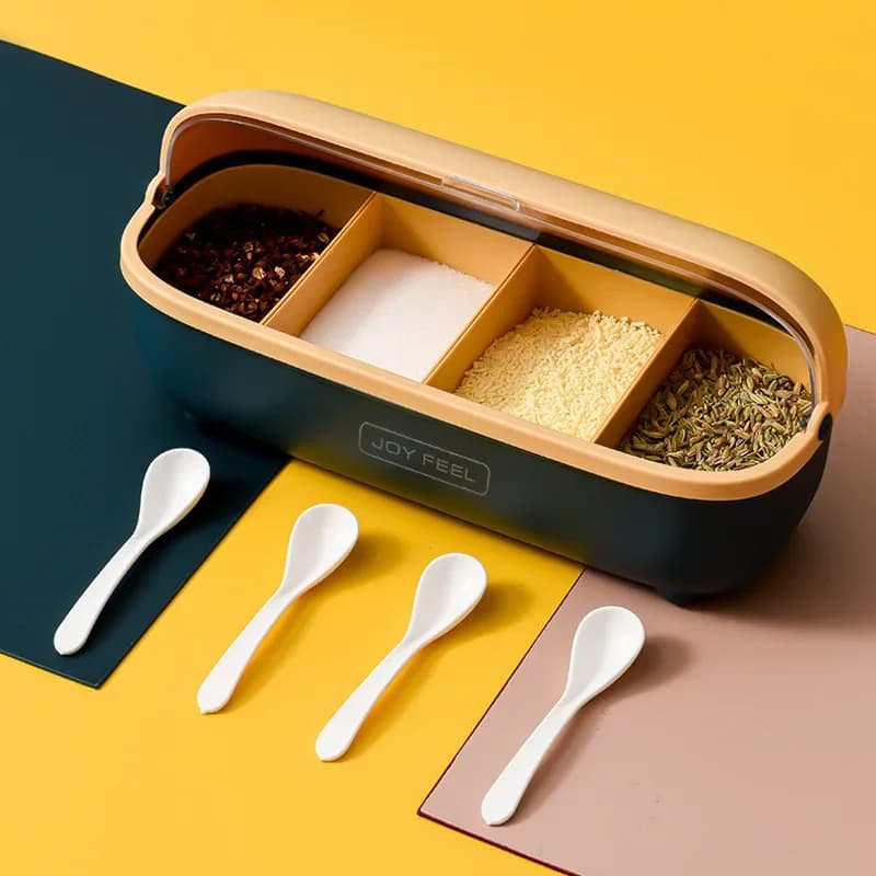 New 4 Boxes Forks Spoon Chopsticks Storage Set with Lid Seasoning Storage Jars North European Kitchen Spices Organizer Container