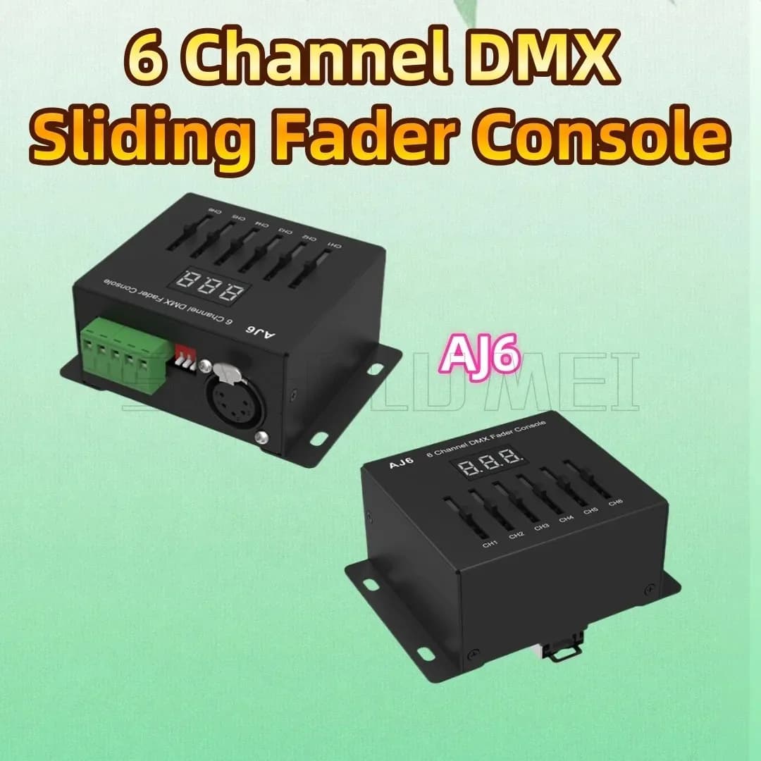 AJ6 Skydance 5-24VDC or 3xAAA Battery Controller Wiring Dip-Switch For Lights 6 Channel DMX Sliding Fader Console Master DMX512