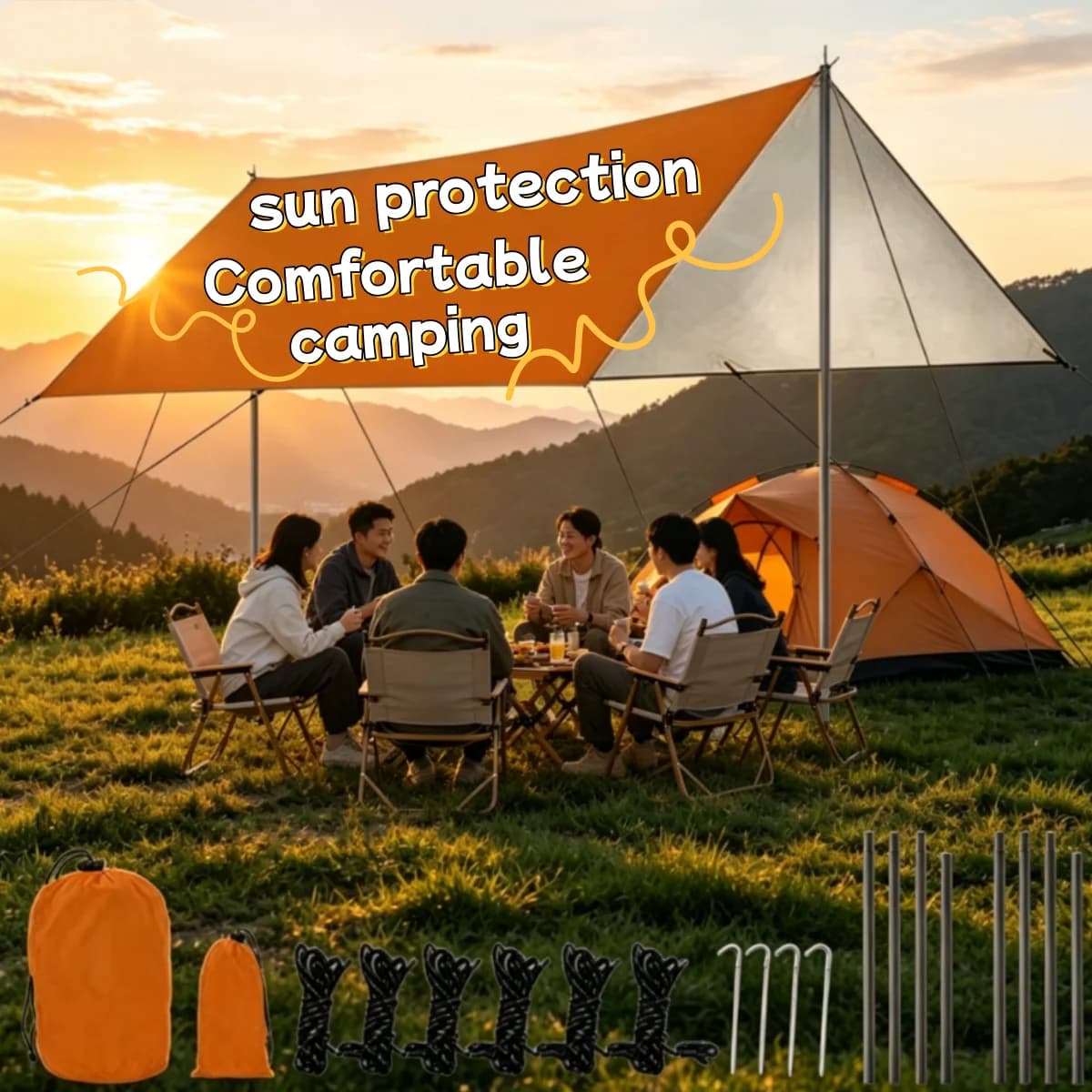Tenda da Giardino Impermeabile in Poliestere, Tettoia Multifunzionale per Campeggio, Riparo Leggero da Pioggia per Patio