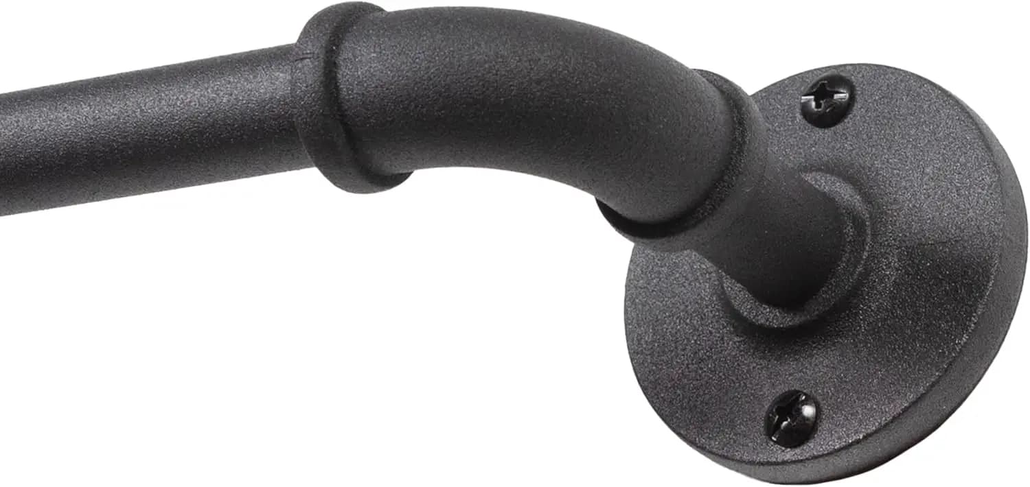 Asta per Tende Adler Nera per Interni/Esterni - Regolabile da 48 a 84 Pollici per Finestre, Patio - Design Industriale con Tubo Texturizzato
