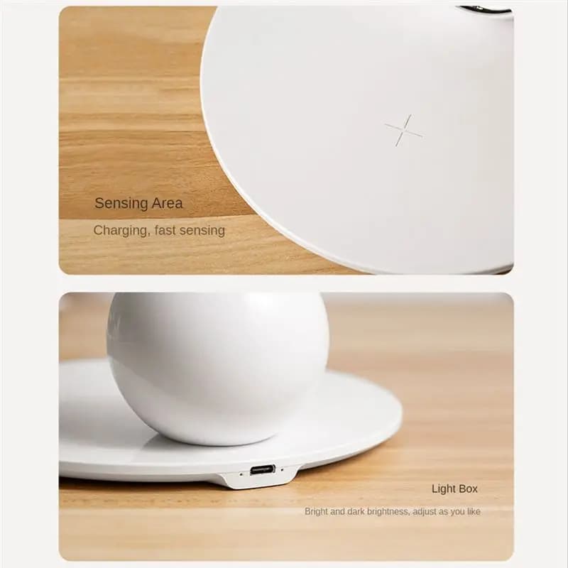 *CCNIM 3 in 1 Wireless Charger Desktop Round Wireless Charging Fast Charge Rotating Night Light Alarm Clock Desktop Ornament