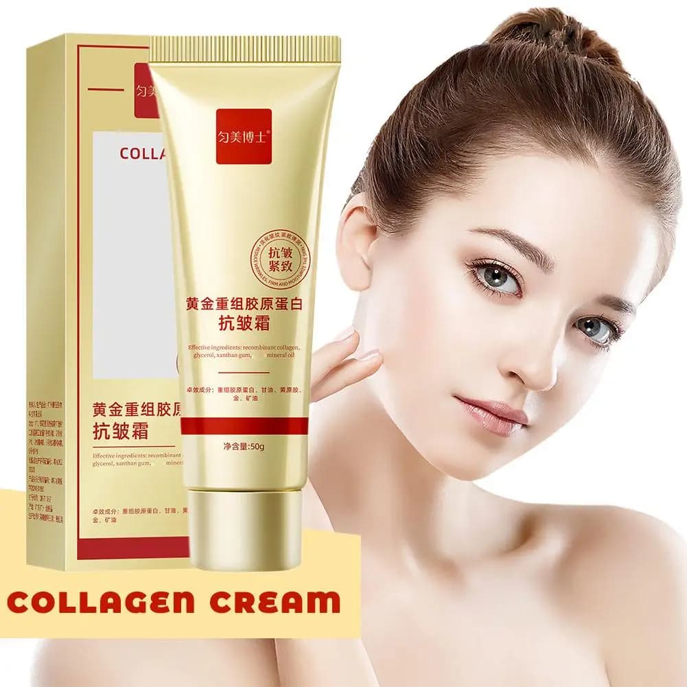 Crema Antirughe che Riduce le Linee Sottili, Ammorbidisce la Pelle, Collagene Ricombinante 50/500g, Rassodante e Idratante per il Viso