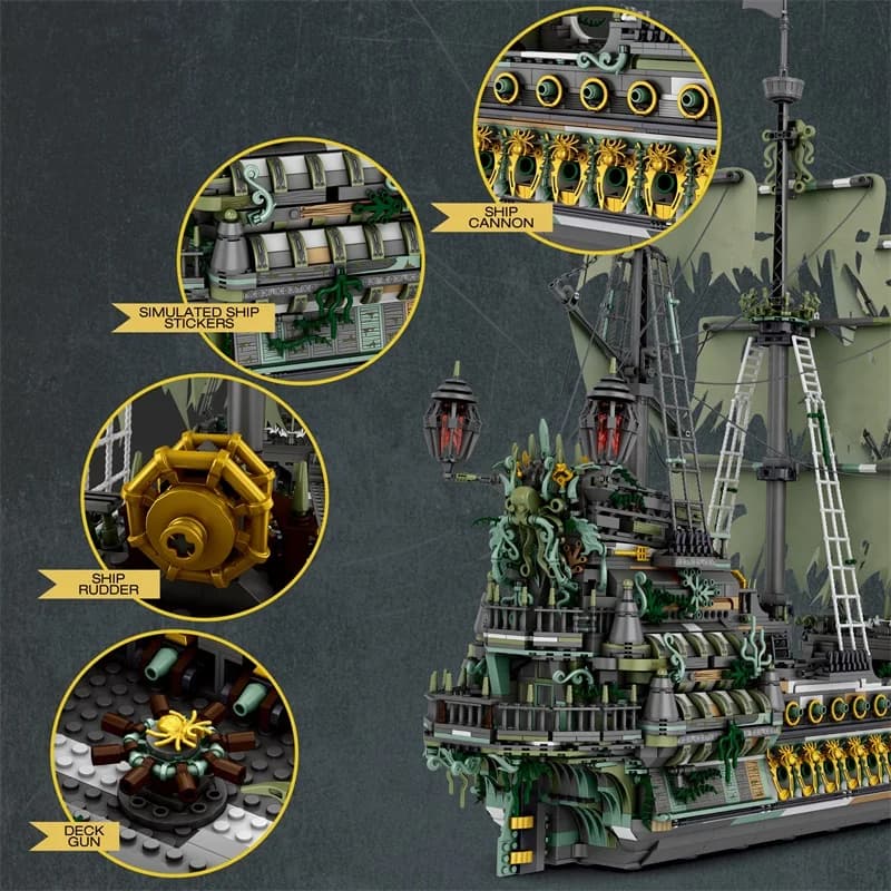 DISPONIBILE Set Regalo di Compleanno per Bambini Reobrix 66037 Nave Pirata Flying Dutchman Blocchi da Costruzione Modello Mattoncini Giocattoli da Assemblare
