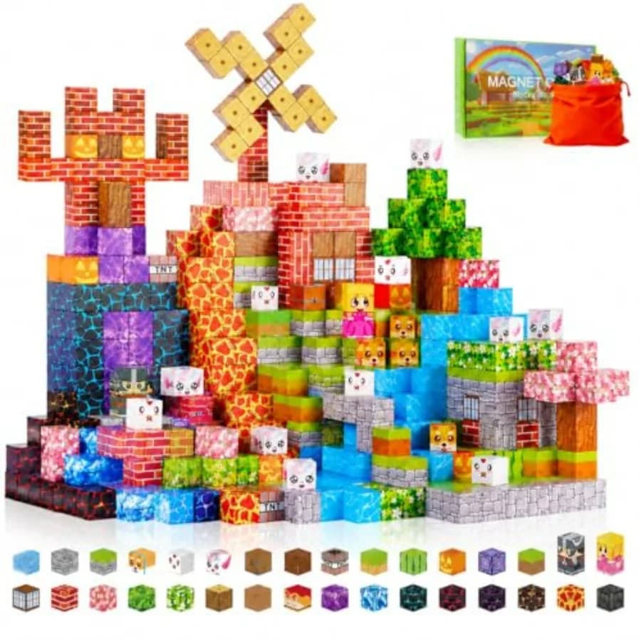 Blocchi Magnetici per Bambini 3-8 Anni, Giocattoli Educativi STEM, 150 Pezzi da 0,8 Pollici, Blocchi Impilabili per Ragazzi e Ragazze, Regalo di Compleanno