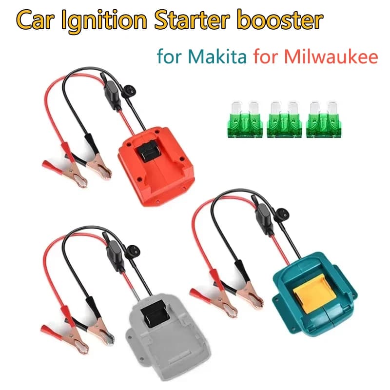 Avviatore di Emergenza per Auto Compatibile con Batterie Makita/DeWalt/Milwaukee 18V, con Interruttore e Fusibile, Kit di Alimentazione d'Emergenza, Adattatore Fai-da-Te