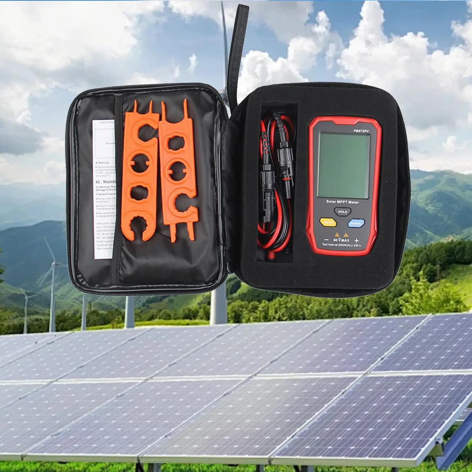 Kit multimetro fotovoltaico per misuratore solare Mppt Display LCD retroilluminato per fotovoltaico solare