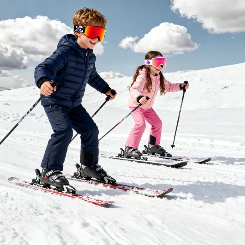 Revo Vacuum Coated Lens,Kids Ski Goggles Anti-Fog Windproof , Uv400 Full Shield, Tpu Frame Boys Girls Ski Goggles Winter Sport