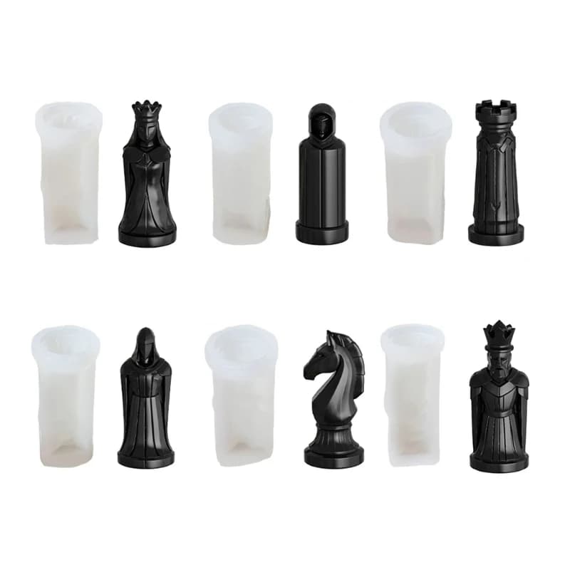 3D Chess Molds For Hand Craft Silicone Construction Perfect For Candle Making Chocolate And Plasters Projects B03E