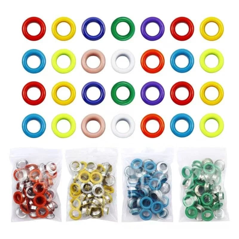 112 pezzi di occhielli in acciaio inossidabile colorato da 5 mm con mini rondelle, antiruggine, per carta, borse, scarpe, teloni, rivetti