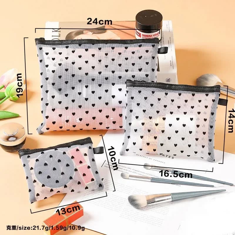 1 pz cuore caldo trasparente cuore borsa per il trucco donne rossetti portatili custodia per cosmetici ins trasparente ctue piccola borsa per il trucco