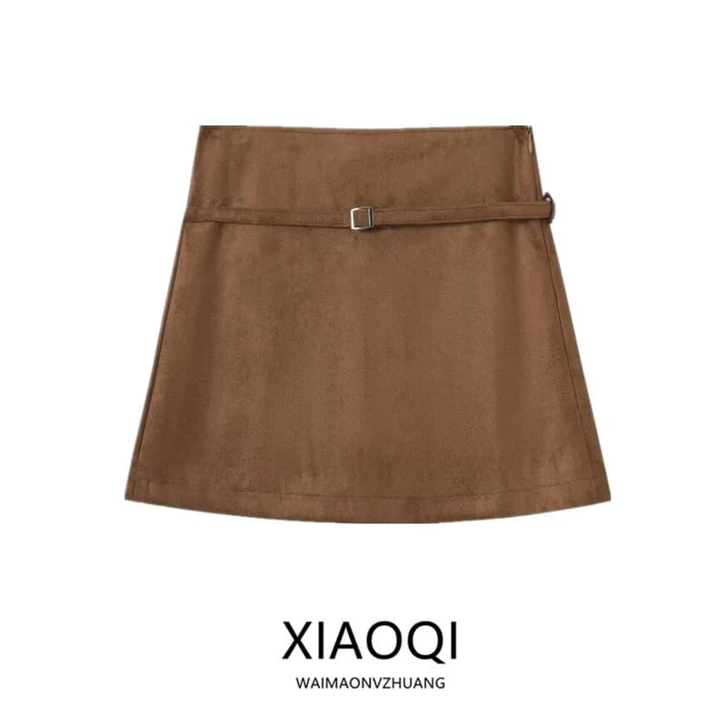 Spring 2026 Women's Mid-Waist A-Line Skirt Pants with Belt Commuter New Arrival Fashionable Versatile Ladies Skirts