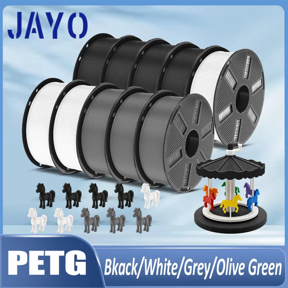 JAYO 3D Printer Filament PETG 1.75mm Filament For FDM 3D Printer PETG Neatly Wound 3D Printing Material 1.1kg/10 Rolls