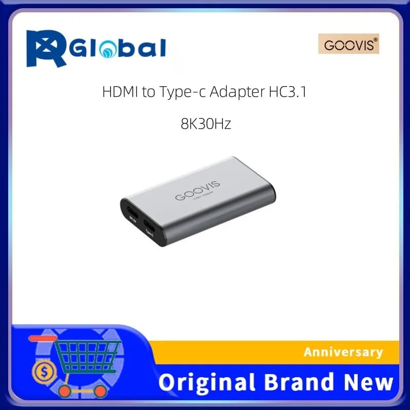 GOOVIS HC3.1 Adapter from HDMI to USB-C: Plug & Play 8K converter for display or projector from phone, tablet, laptop to HDMI