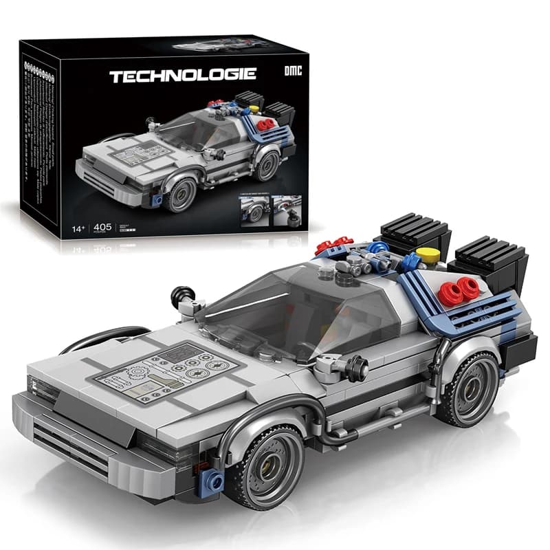 1:24 Film Classico Auto Da Corsa Building Blocks MOC Modello Auto Sportive Giocattoli Indietro Futuro Mattoni Veicolo Festival Regali per I Ragazzi Bambini