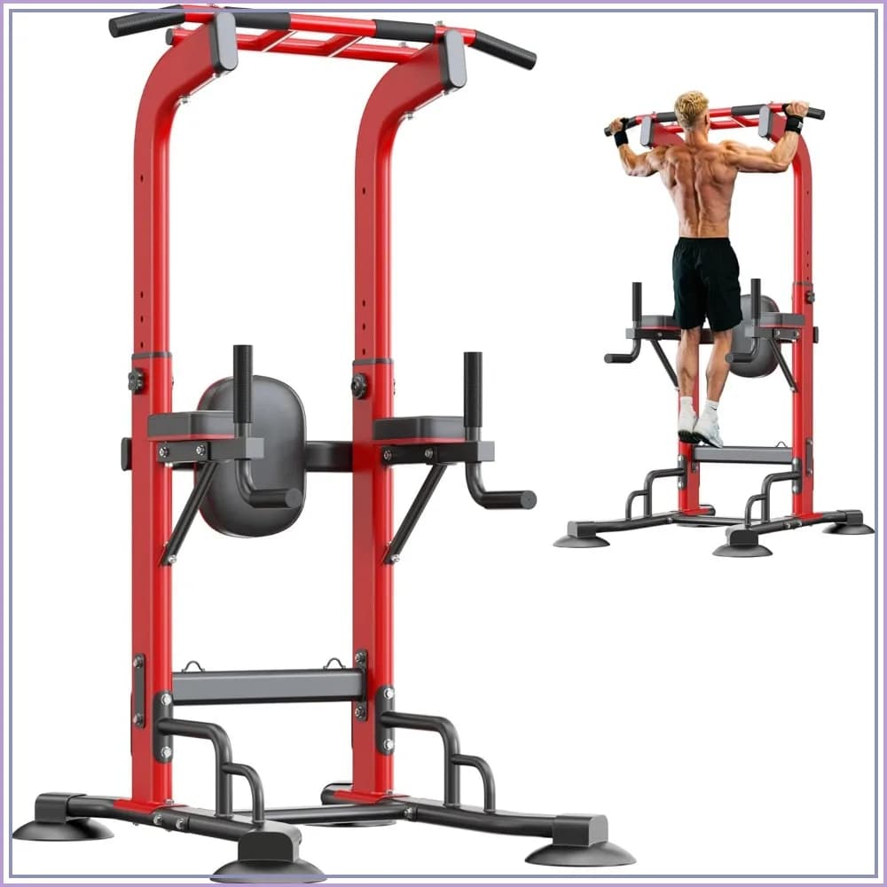 Heavy Duty Pull Up Bar and Dip Station, Adjustable Home Gym for Strength Training, Full Body Workout with Resistance Bands