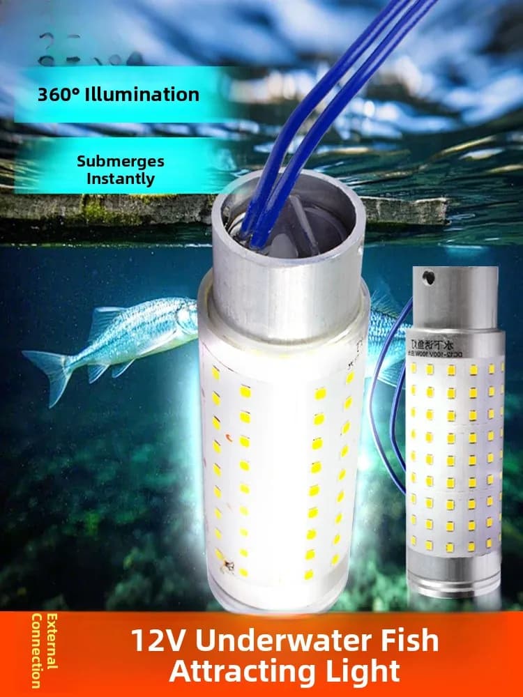 Luce LED Super Luminosa 12V per Attirare Pesci, Lampada Subacquea Impermeabile per Rete da Pesca, Strumento per Pesca Notturna, Design Ultra-Leggero e Portatile