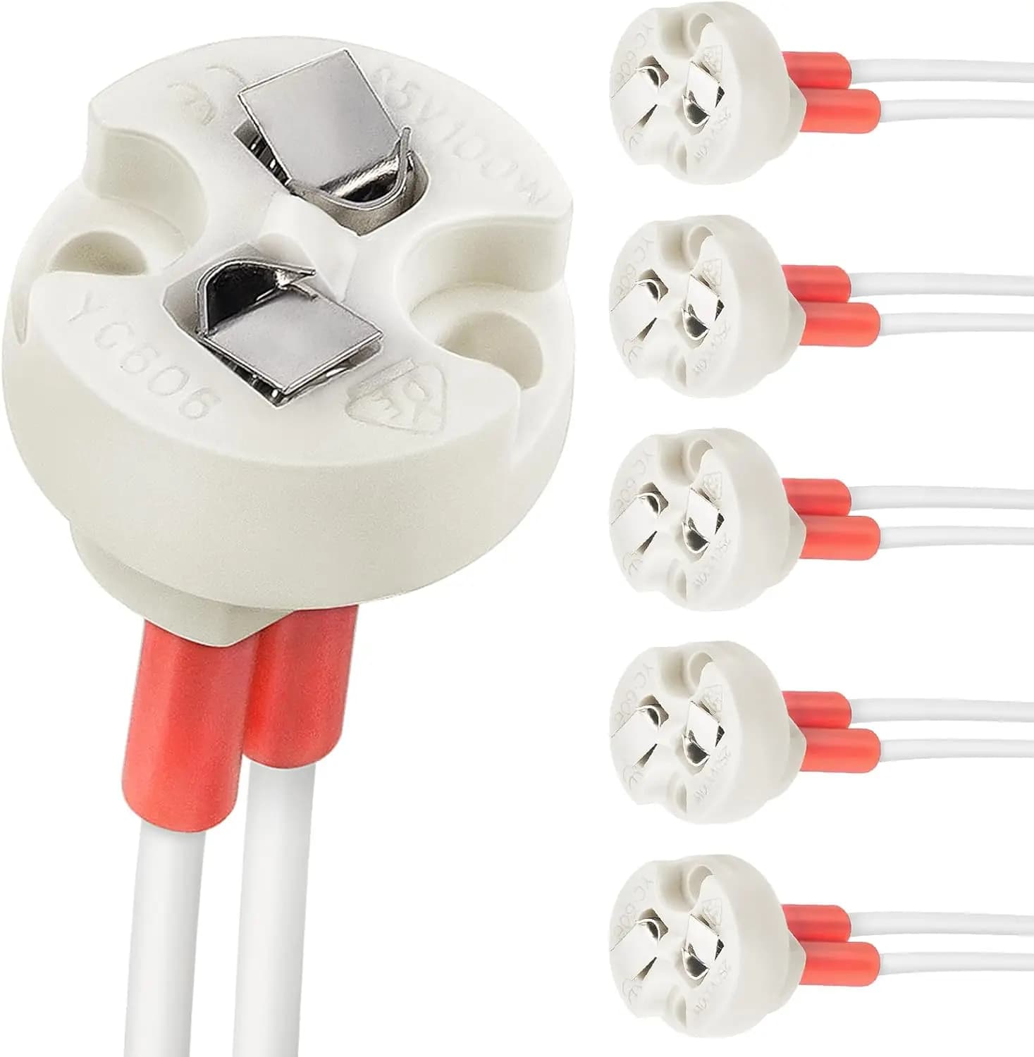 G4, GU5.3 Presa base in ceramica bipolare, MR16, MR11 Connettore cavo portalampada LED ad incandescenza alogena (6 pezzi)