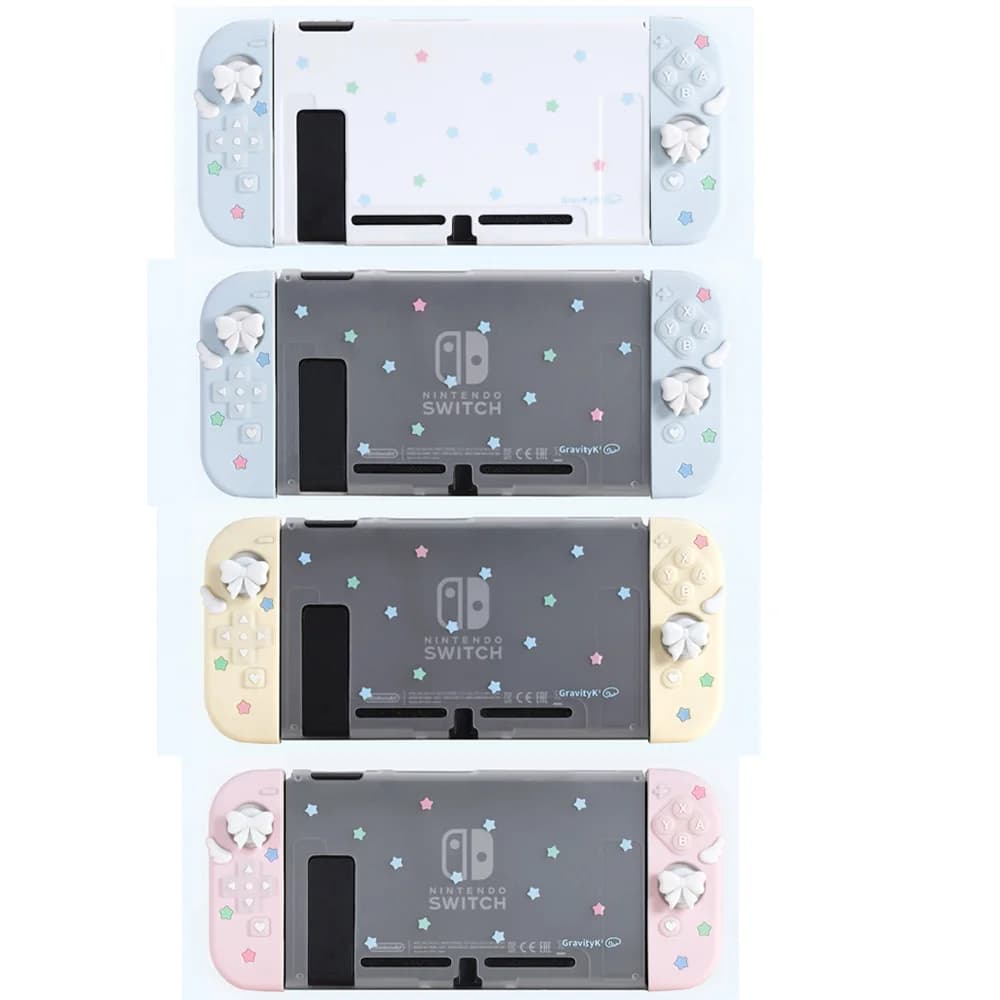 Custodia protettiva Cute Star Wings compatibile con Nintendo Switch – Cover rigida e in silicone Kawaii per controller, per ragazze