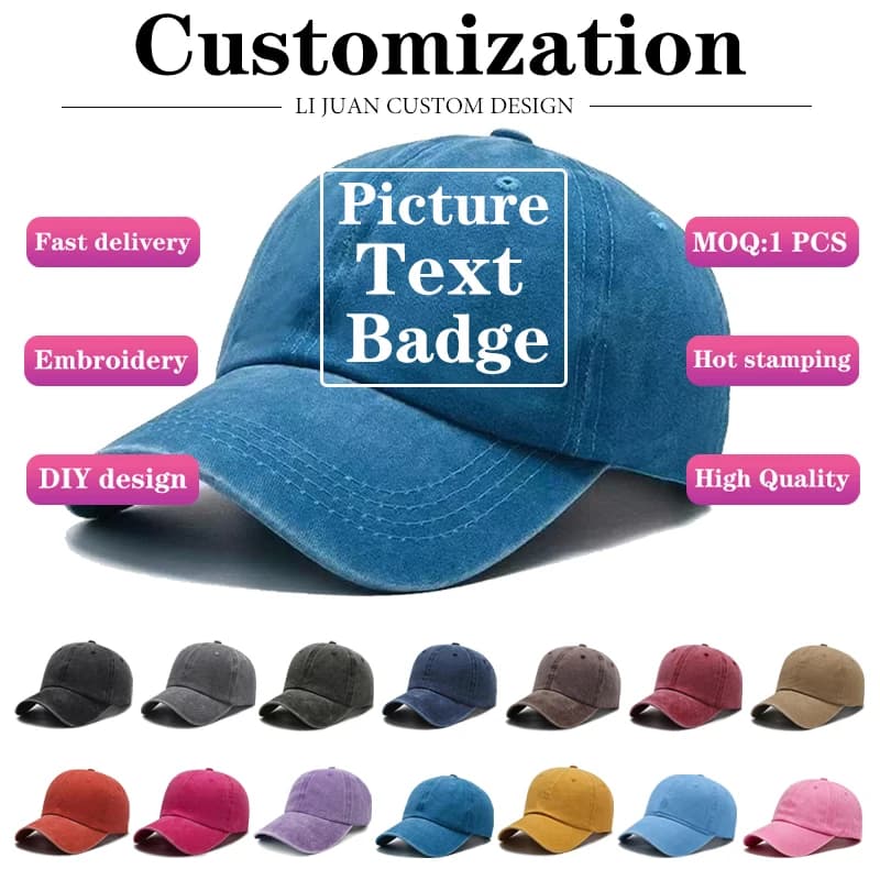 Customized American Retro Men's Street Washed Baseball Cap Big Head Circumference Women's Duckbill Cap Sun Hat Personalized