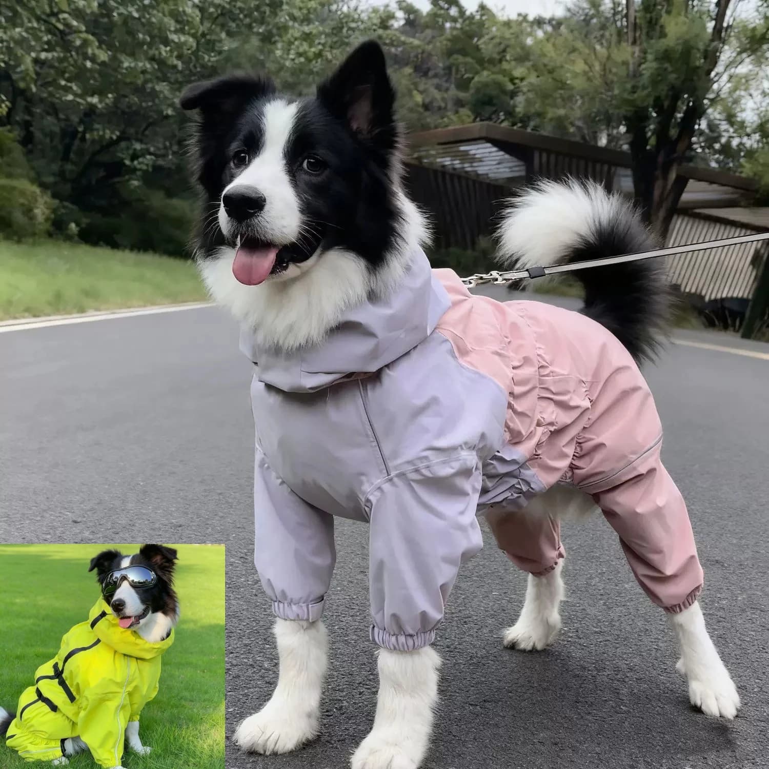 Warm Winter Big Dog Coat Waterproof Dogs Jacket,Strap Harness Built in Winter Jacket For Big Breeds,Zip-Up Cold Weather Jupmsuit
