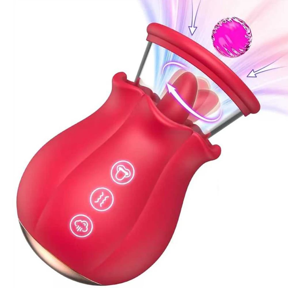 Vibratore a Suzione con Funzione di Leccata e Aspirazione per Donne, Stimolatore Clitorideo e Massaggiatore per Capezzoli e Seno, Giocattolo Sessuale per Masturbazione Femminile