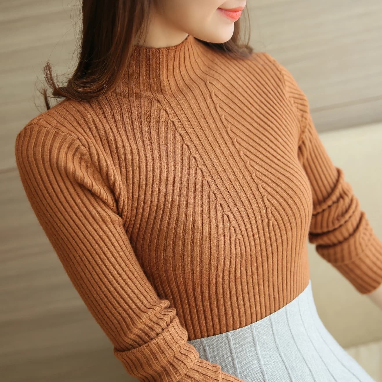 Maglione dolcevita autunno inverno donna pullover slim basic maglioni e pullover da donna maglione lavorato a maglia top da donna 2026