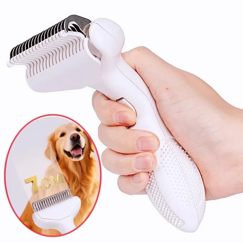 Spazzola per Cani e Gatti con Funzione Rimozione Pelo a un Clic, Pettine Autopulente per Massaggio e Toelettatura Animali Domestici
