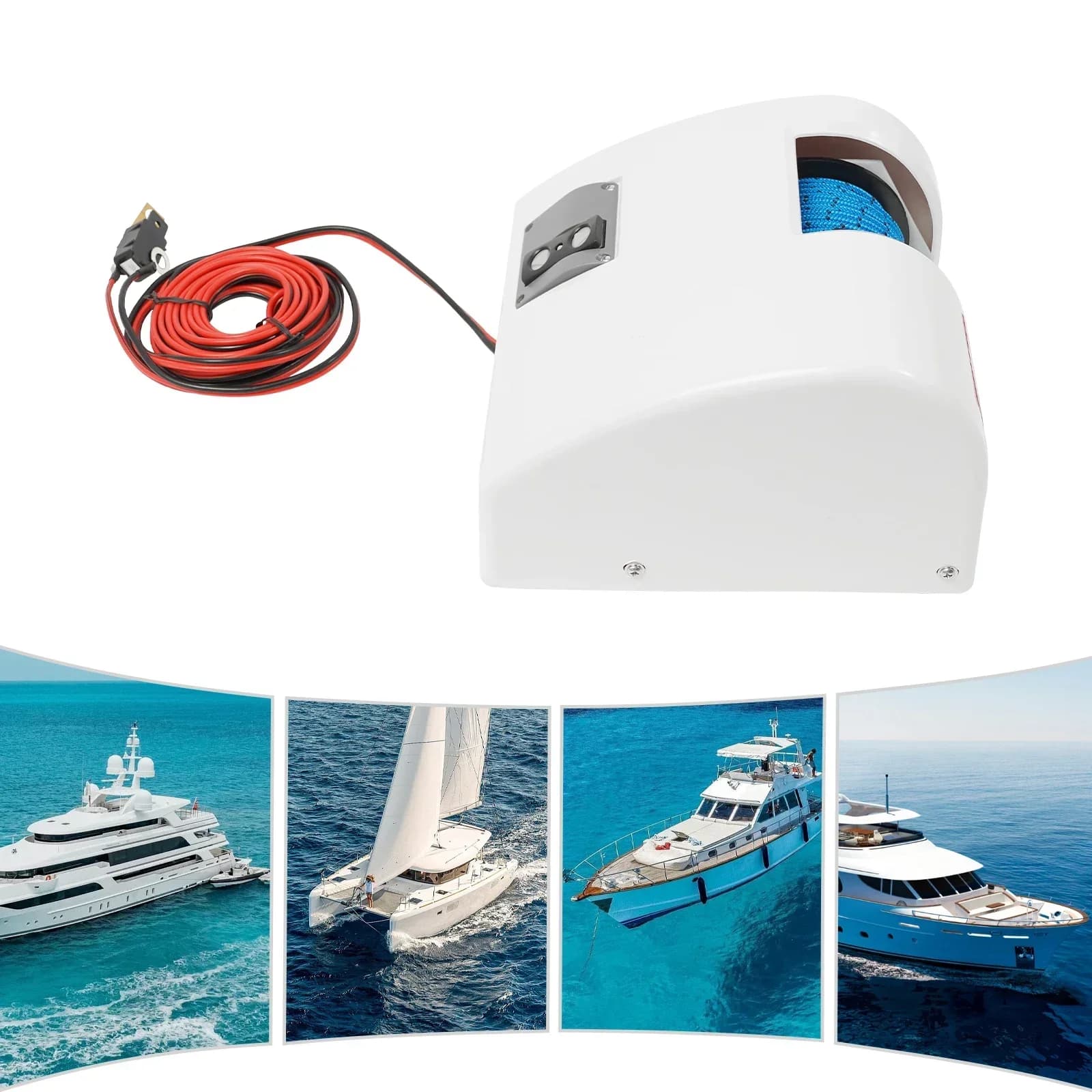 Verricello Elettrico per Ancora Marina con Telecomando, Salpa Ancora Elettrico per Barche, Distanza Massima di Controllo Remoto 50m 12V