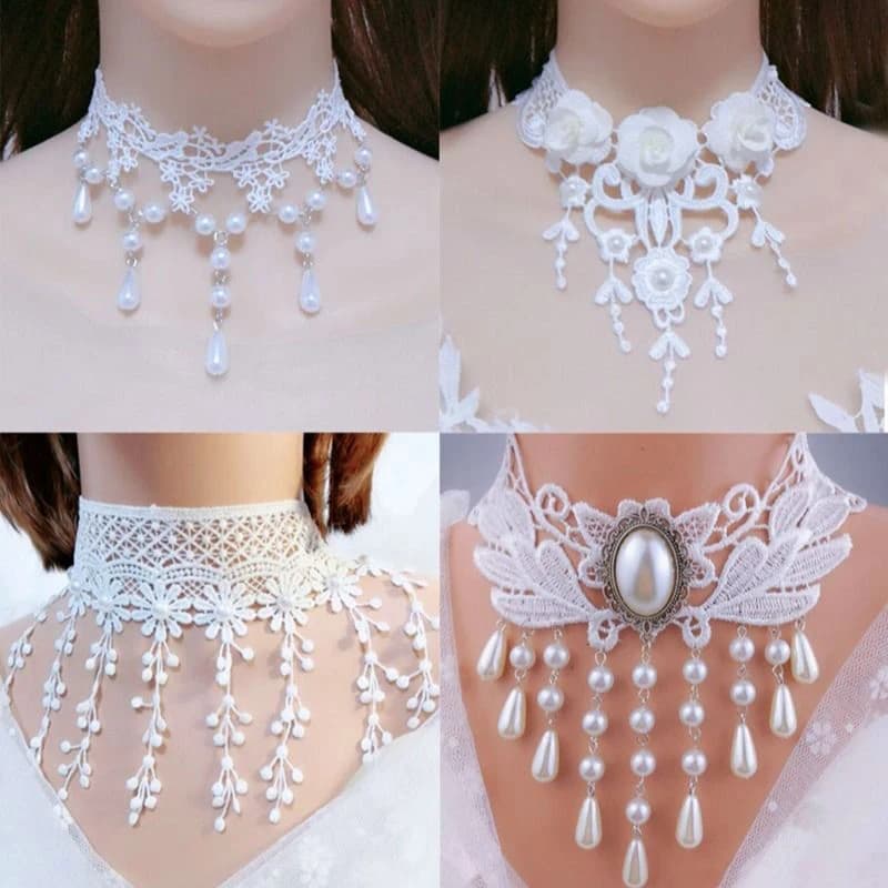 【F】Collana girocollo vintage classica gotica in pizzo con ciondolo in cristallo nero per donna, gioielli boho, regalo di Natale
