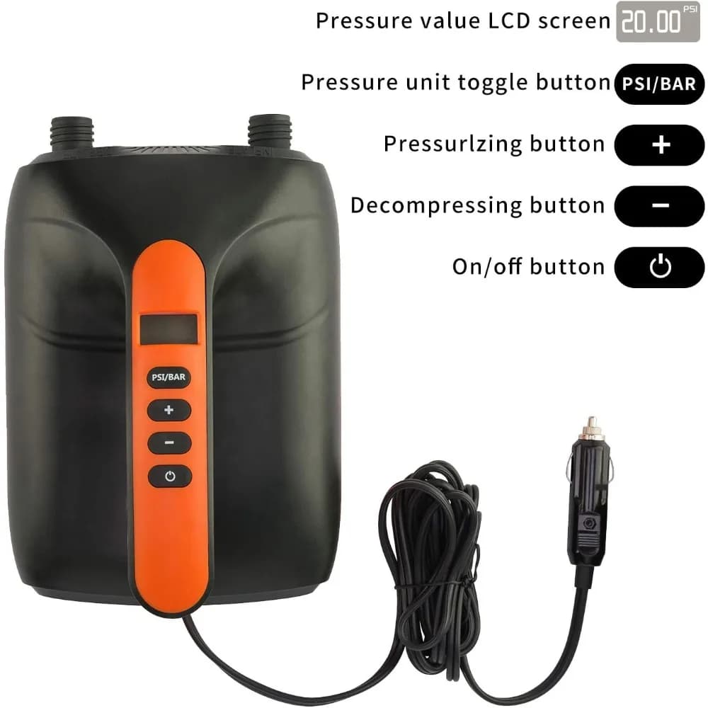 Pompa ad aria elettrica SUP ad alta pressione 20PSI, per tavole gonfiabili Stand Up Paddle, barche, kayak, connettore per auto 12V DC
