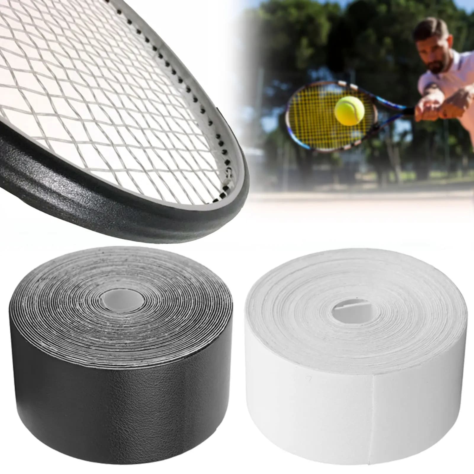 Nastro di protezione per racchetta da 5 metri Nastro per la testa della racchetta per attrezzature sportive Morbido antigraffio Protezione per racchetta da squash allargata Accessori da tennis