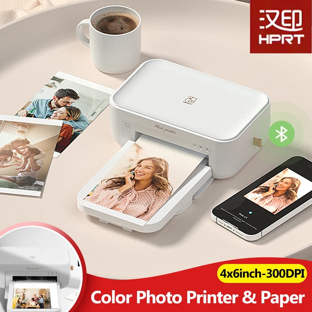 Stampante fotografica a colori 300 DPI HPRT CP4100 Stampa wireless a sublimazione termica per uso domestico o nastro di carta fotografica da 4X6 pollici