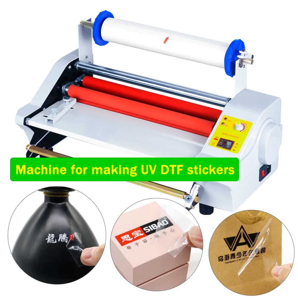 Rolling machine suitable for A3 A4 film, UV DTF film lamination for AB adhesives and film, waterproof adhesive press.