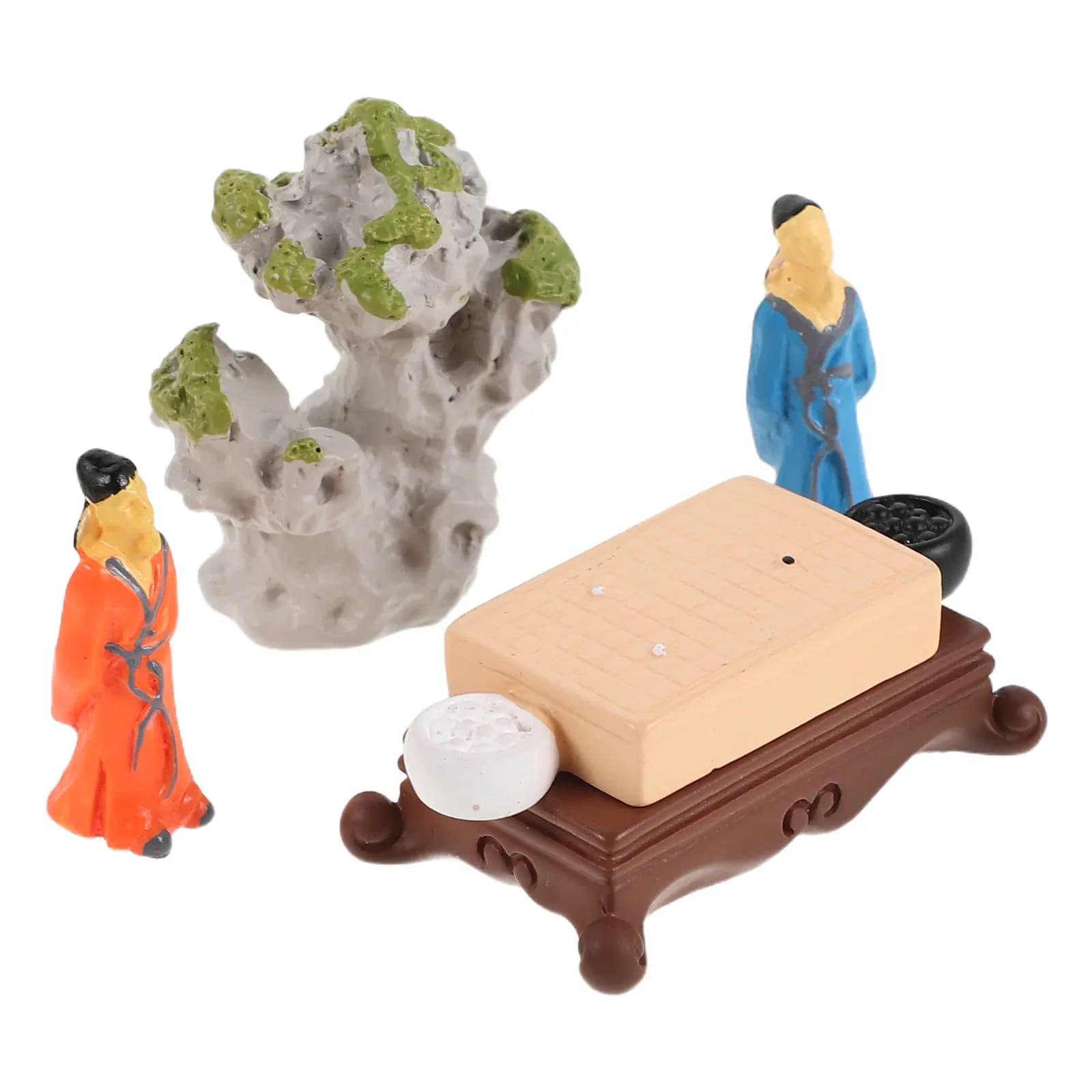 Set di 5 Ornamenti Artigianali a Forma di Giocatori di Scacchi, Decorazione da Scrivania Culturale Cinese, Miniature per Paesaggi, Accessori per Bonsai