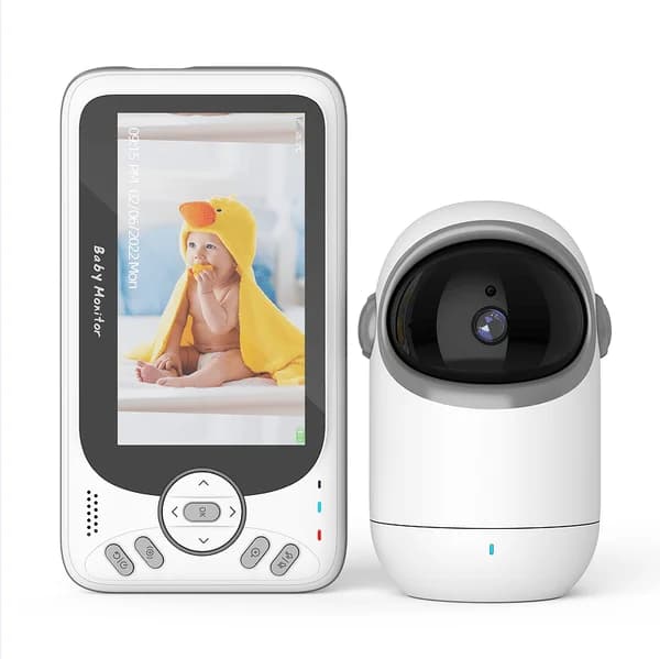 Monitor per Bambini PSVB801 con Telecamera Remota, VOX, Musica, Monitoraggio Temperatura, Schermo LCD 4.3 Pollici, Audio Bidirezionale, HD 480*272 Pixel, 2.4GHz