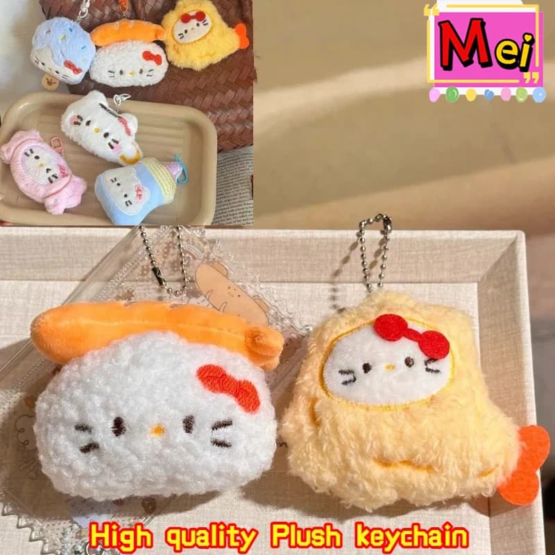 Nuovo 6 pz Carino Squee zing Kitty Chiave di Peluche Creativo Snack Gamberetti Fritti Sushi Caramelle Gelato Peluche Zaino Appeso Catena Regalo
