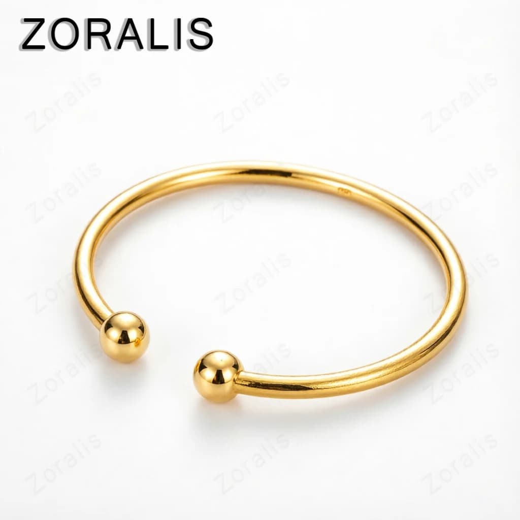 18K Gold 4mm Wide Double Bead Bangles For Woman Men Bangle Fashion Birthday Wedding Engagement Jewelry Gifts