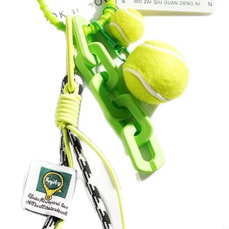 195C Artistico Verde Sport Stile Portachiavi Ciondolo Corda intrecciata a mano Palla da tennis Tema Zaino Decorazione Articolo