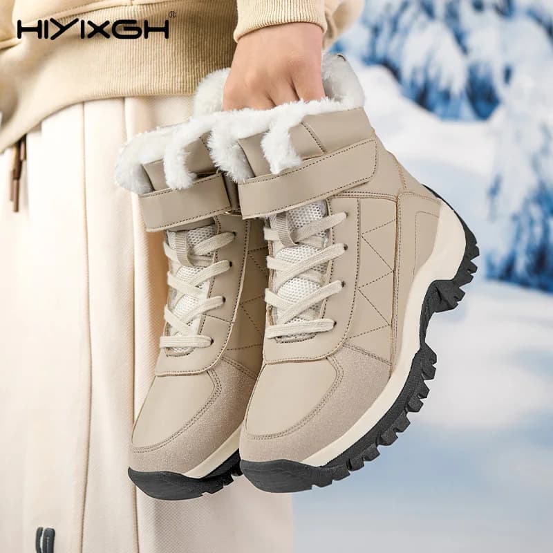 Nuovi stivali da neve da donna caldi in peluche Stivali da donna alla moda all'aperto Piattaforma antiscivolo Stivaletti caldi invernali impermeabili da trekking