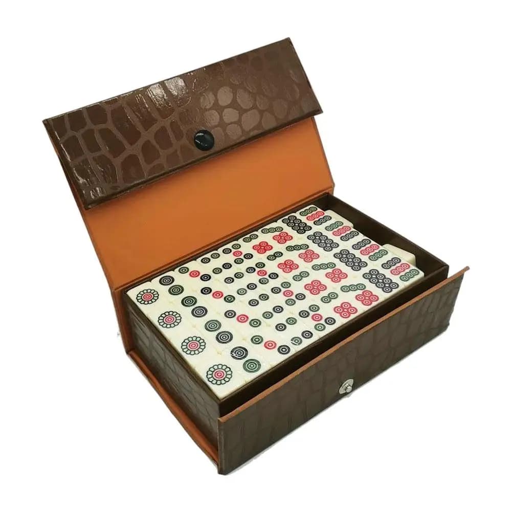 Set Mini Mahjong da 20MM con Scatola in Pelle, Gioco Tascabile da Viaggio per Dormitorio, Casa, Feste all'Aperto, Gioco di Famiglia per il Tempo Libero