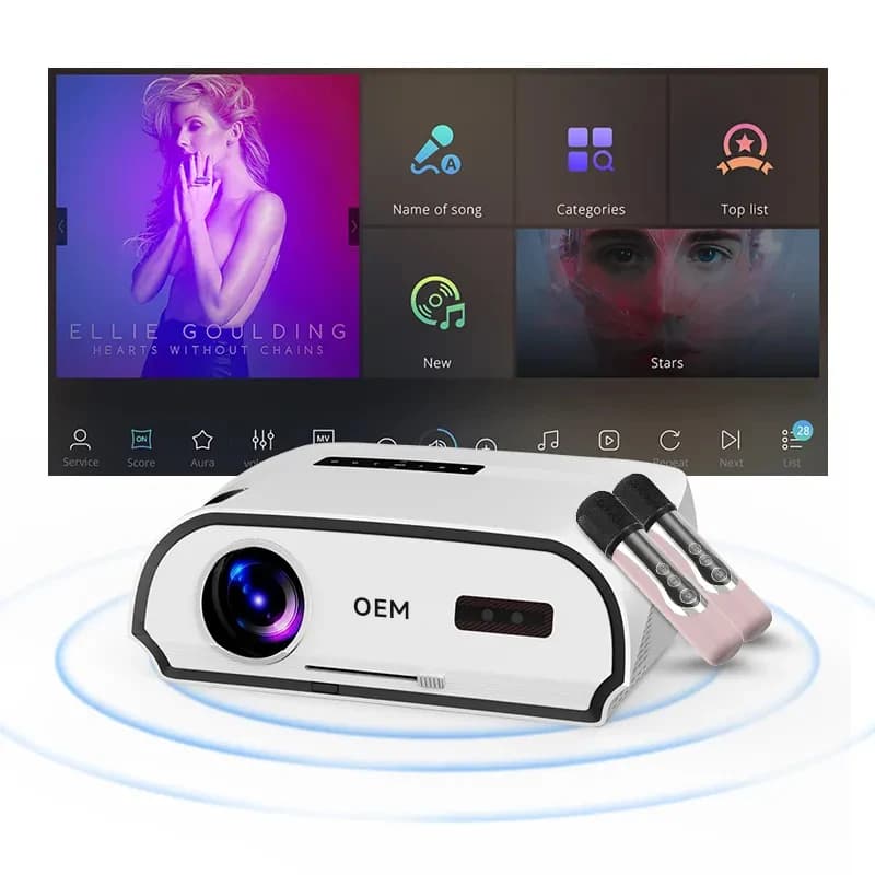 Videoproiettore Nativo 1080P Sistema di schermo a specchio wireless Proiettore karaoke portatile LCD LED