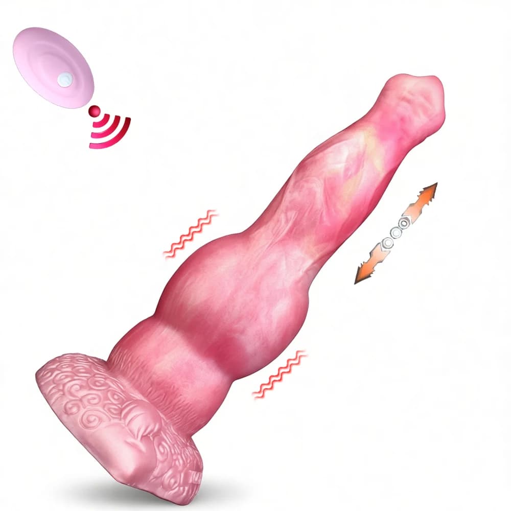 Vibratore YOCY Wolf Thrusting Dildo in silicone a forma di pene di cane con nodo stimolatore per il punto G, massaggiatore con 20 modalità di vibrazione, sex toy per donne e uomini 18+.