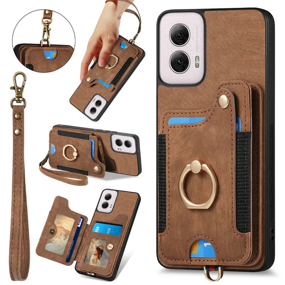 G96 G56 5G RFID Custodia a portafoglio in pelle per Motorola Moto G15 Power G05 G34 G35 G45 G55 G75 G85 G56 G66Y G66J G96 Anello di copertura posteriore