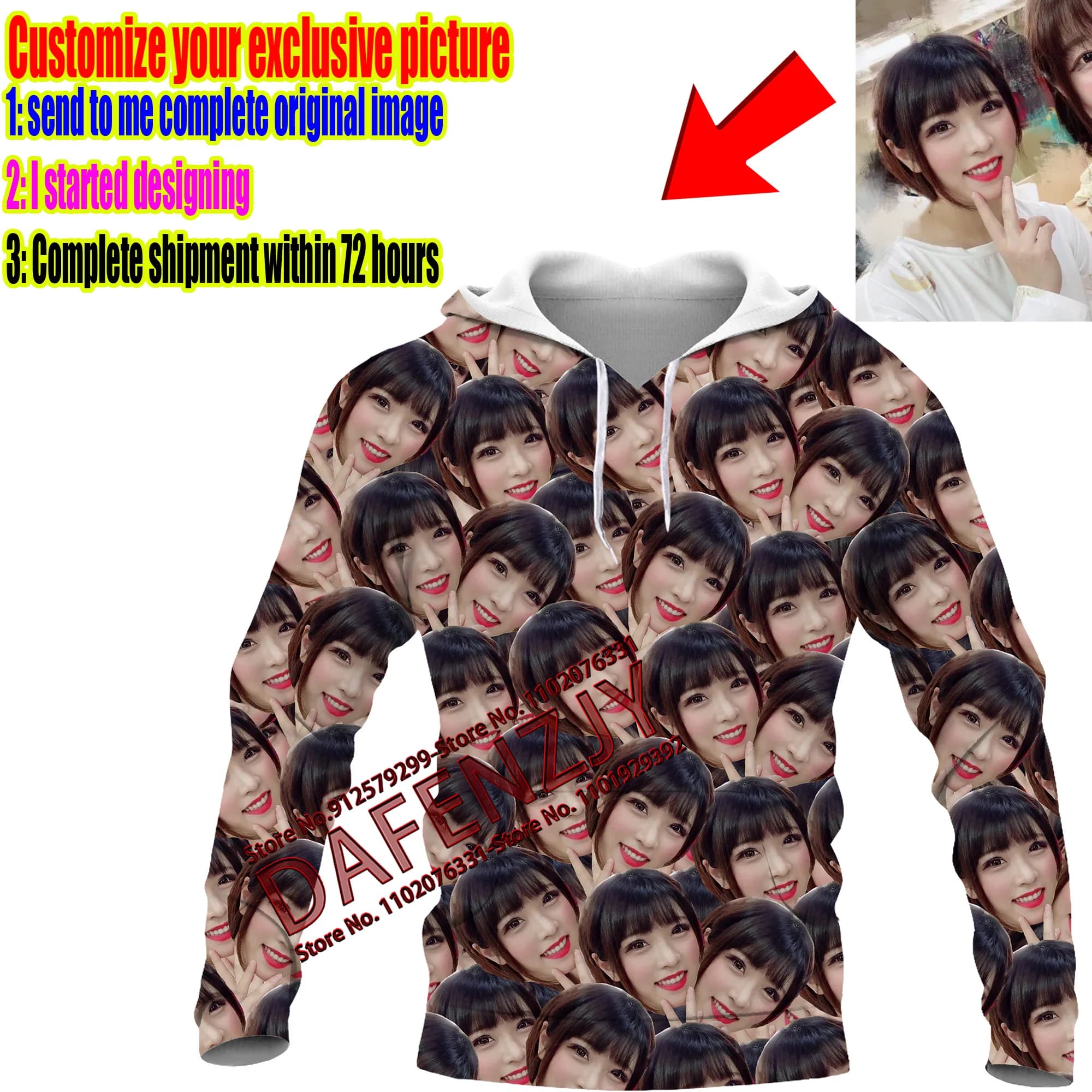 Custom Your Picture Photo 3D Print Hoodie For Men/women Fashion Hip Hop Y2k Sweatshirt Tops Harajuku Hoodie Personality Pullover