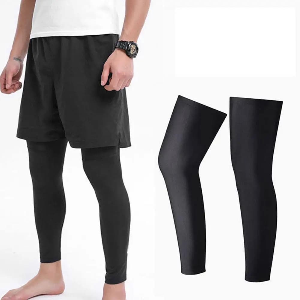 Protezione solare Copri gambe Maniche a compressione per gambe Ginocchiere sportive da basket Manica per gambe Attrezzatura di protezione UV in seta ghiacciata