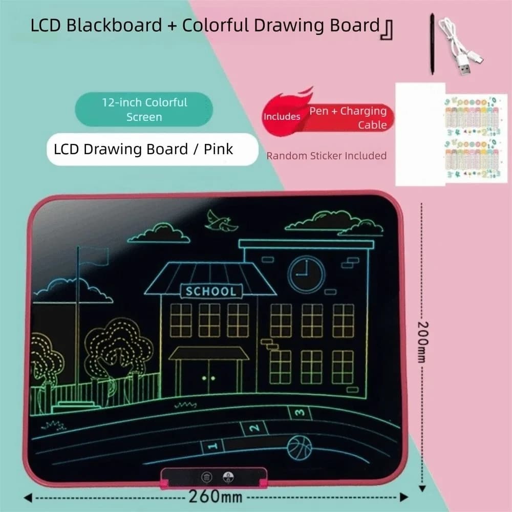 12/16 pollici con pennello LCD tavoletta da scrittura cavo di ricarica cancellabile tavolo da disegno per bambini apprendimento riutilizzabile