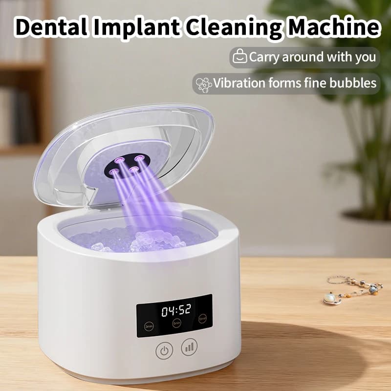 Cleaning Machine for Orthodontic USB Dentiere Sonic Cleaner with Effervescent Pash Set and Oral Care Storage Box