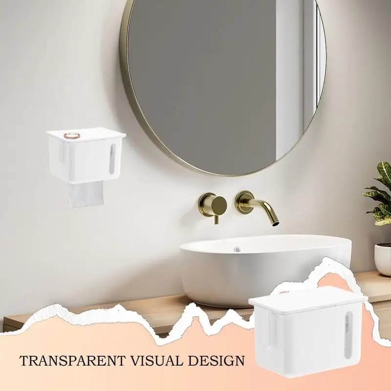 Porta carta igienica Porta fazzoletti da parete Dispenser impermeabile Scaffale Contenitore di stoccaggio Nessuna perforazione per cucina Bagno RV Casa