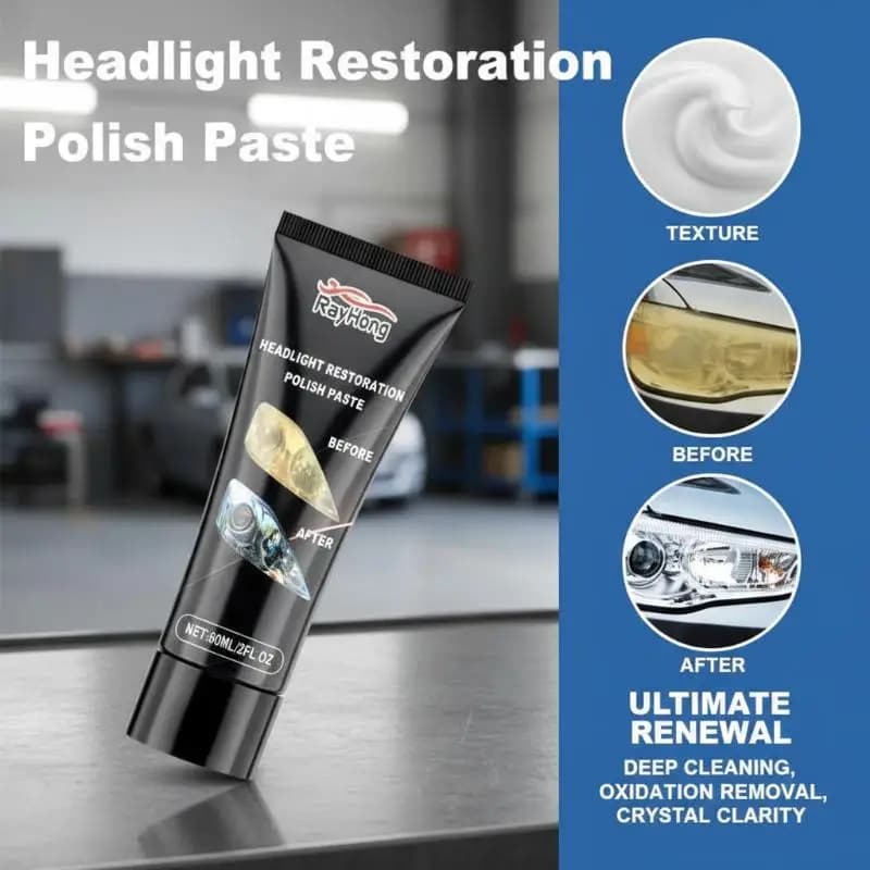 Pasta Restauratrice per Lenti dei Fari 60ml, Lucidante per Fari Auto per Pulizia Professionale e Domestica dei Veicoli